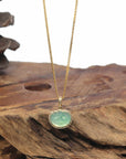 Baikalla 18k Yellow Gold Icy Green "RuYi" Jadeite Jade Pendant W/ Diamonds