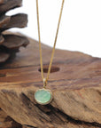 Baikalla 18k Yellow Gold Icy Green "RuYi" Jadeite Jade Pendant W/ Diamonds