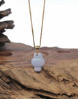 Baikalla 18k Yellow Gold Lavender W/ Light Green Patch "Joy Bunny" Jadeite Jade Pendant