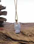 Baikalla 18k Yellow Gold Lavender & Light Green Patch "Mischievous Little Monster" Jadeite Jade Pendant