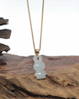 Baikalla 18k Yellow Gold Icy White-Green "Lucky Bunny" Jadeite Jade Pendant