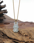 Baikalla 18k Yellow Gold Icy White-Green "Lucky Bunny" Jadeite Jade Pendant