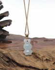 Baikalla 18k Yellow Gold Icy White-Green "Lucky Bunny" Jadeite Jade Pendant