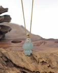Baikalla 18k Yellow Gold Icy Green "Mischievous Little Monster" Jadeite Jade Pendant