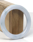 Baikalla Light Lavender W/ Light Blue-Green Flowers "Traditional Round" Jadeite Jade Bangle Bracelet (57.8mm) 