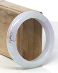 Baikalla 18k Gold Inlay Icy Lavender & Light Green Jadeite Jade "Half Round" Bangle Bracelet (56.4mm) 