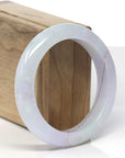 Baikalla 18k Gold Inlay Icy Lavender & Light Green Jadeite Jade "Half Round" Bangle Bracelet (56.4mm) 