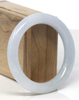 Baikalla Light Lavender W/ Light Yellow Patch "Traditional Round" Jadeite Jade Bangle Bracelet (56.6mm) 