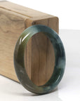 Baikalla Deep Blue-Green Flower & Rich Yellow-ish Green Jadeite Jade Oval Bangle (52.5mm) 