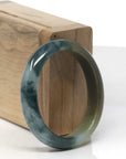 Baikalla Deep Blue-Green Flower & Rich Yellow-ish Green Jadeite Jade Oval Bangle (52.5mm) 