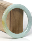 Baikalla Light Blue-Green W/ Yellow Patch "Traditional Round" Jadeite Jade Bangle Bracelet (60mm) 