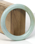 Baikalla Light Blue-Green W/ Yellow Patch "Traditional Round" Jadeite Jade Bangle Bracelet (60mm) 