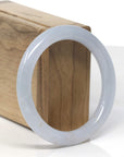 Baikalla Icy Light Lavender W/ Sajin Flecks (Golden Dust) "Traditional Round" Jadeite Jade Bangle Bracelet (55.7mm) 