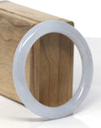Baikalla Icy Light Lavender W/ Sajin Flecks (Golden Dust) "Traditional Round" Jadeite Jade Bangle Bracelet (55.7mm) 