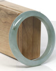 Baikalla Light Icy Oil-Green Jadeite Jade "Half Round" Bangle Bracelet (59.7mm) 