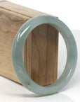 Baikalla Light Icy Oil-Green Jadeite Jade "Half Round" Bangle Bracelet (59.7mm) 