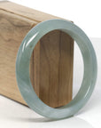 Baikalla Light Icy Oil-Green Jadeite Jade "Half Round" Bangle Bracelet (59.7mm) 