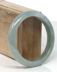 Baikalla Light Icy Oil-Green Jadeite Jade "Half Round" Bangle Bracelet (59.7mm) 