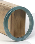 Baikalla Blue-Green Guatemalan Jadeite Jade "Half Round" Bangle Bracelet (63mm) 
