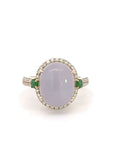 Baikalla Jewelry Jadeite Engagement Ring 14k Yellow Gold Natural Lavender Oval Jadeite Jade Engagement Ring With Diamonds
