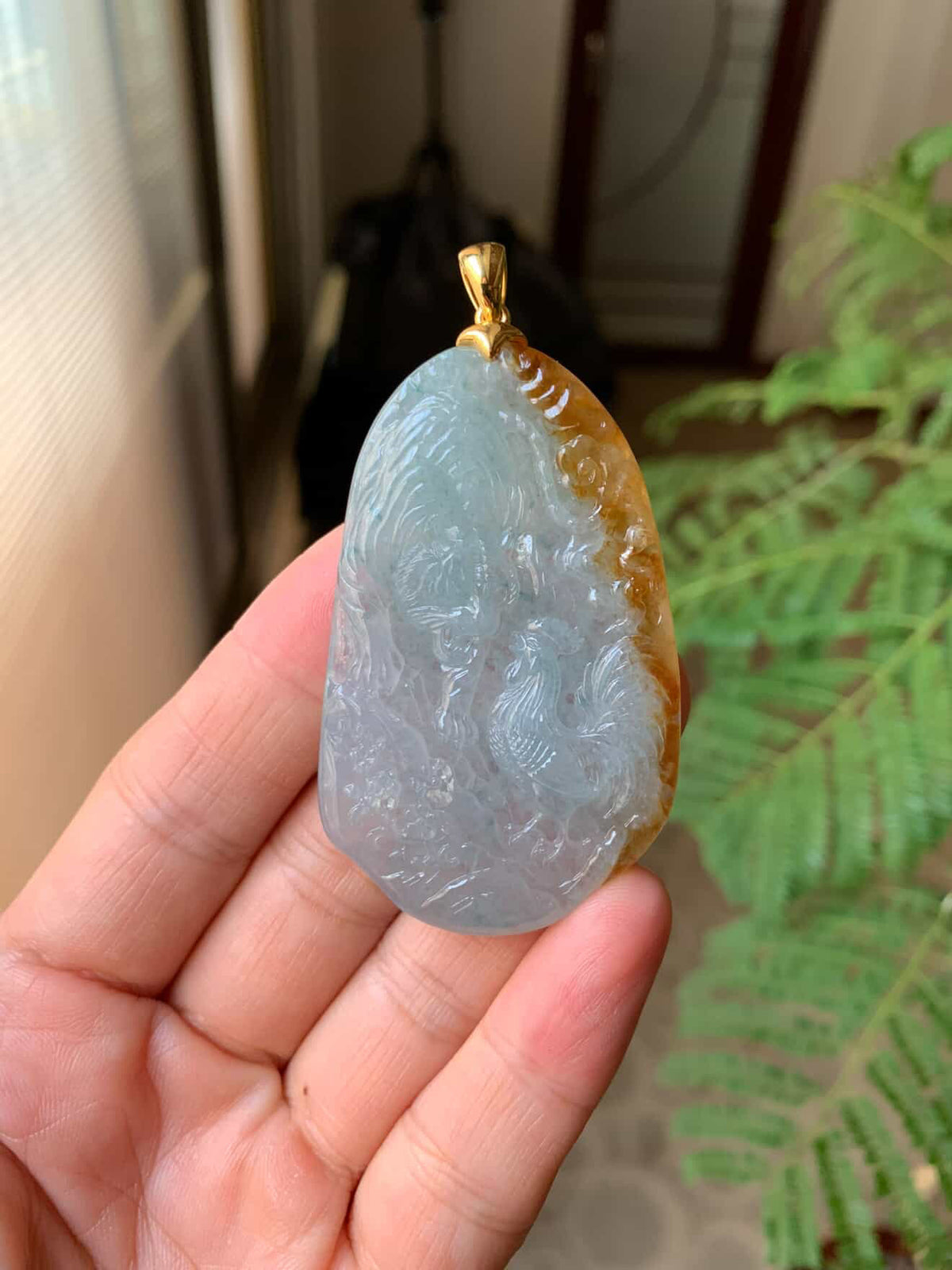 Custom 18K Yellow Gold Yellow Green Jadeite Jade Pendant Simple Bail (Gold Only)