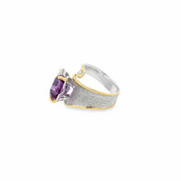 Baikalla Jewelry Gemstone Ring Baikalla Sterling Silver Gold Plated Two Tone Adjustable Amethyst Ring
