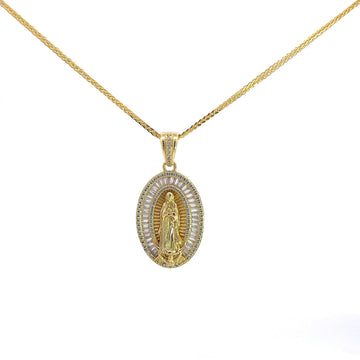 Baikalla Jewelry 14K Pure Yellow Gold Pendant Pendant Only Sterling Silver Gold Plated Virgin Mary Moissanite Charm Necklace
