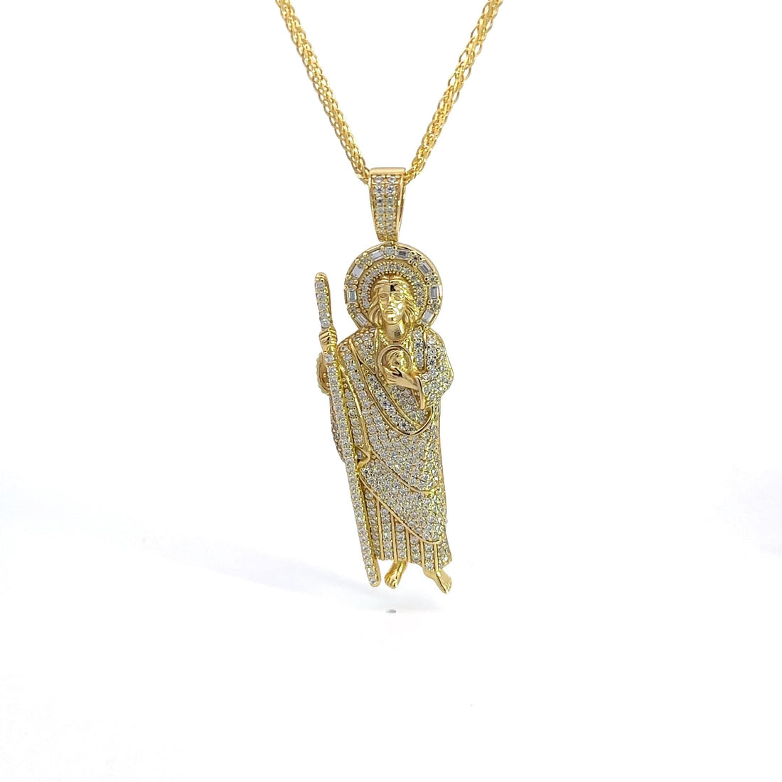 Baikalla Jewelry 14K Pure Yellow Gold Pendant Pendant Only Sterling Silver Gold Plated Full Body Jesus Moissanite Charm Necklace