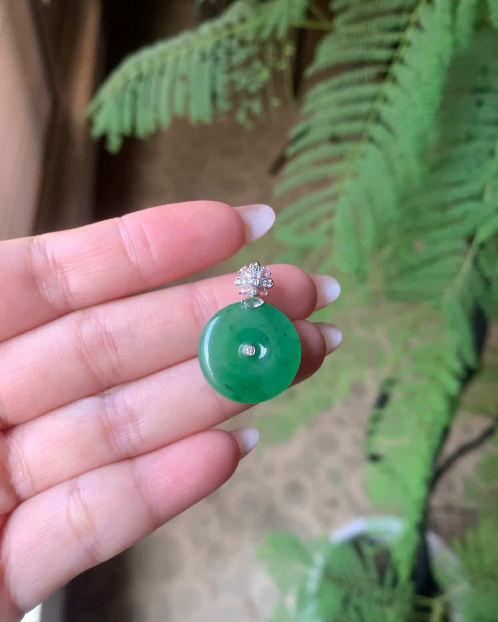 &quot;Live&quot; 18k White Gold Custom KouKou Pendant Flower Bail With Diamonds