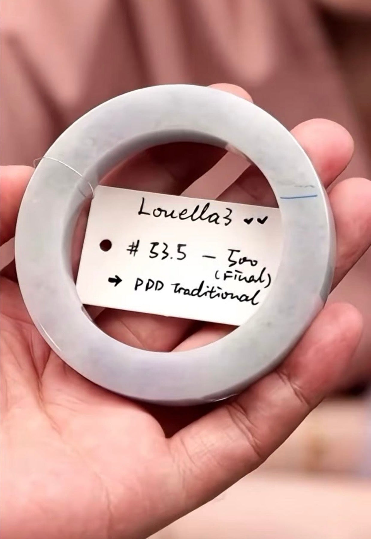"Live" Natural Lavender-Green Jadeite Jade *Carving Bangle (09/03/26)