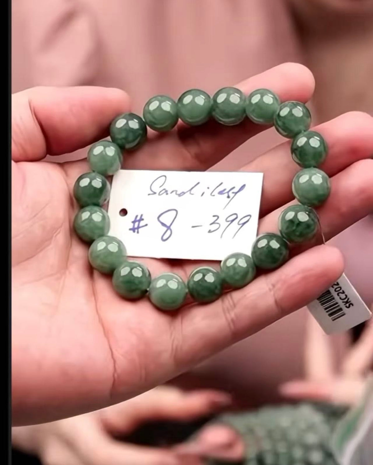 "Live" Natural Deep Oil Green Jadeite Jade Bead Bracelet (09/03/26)