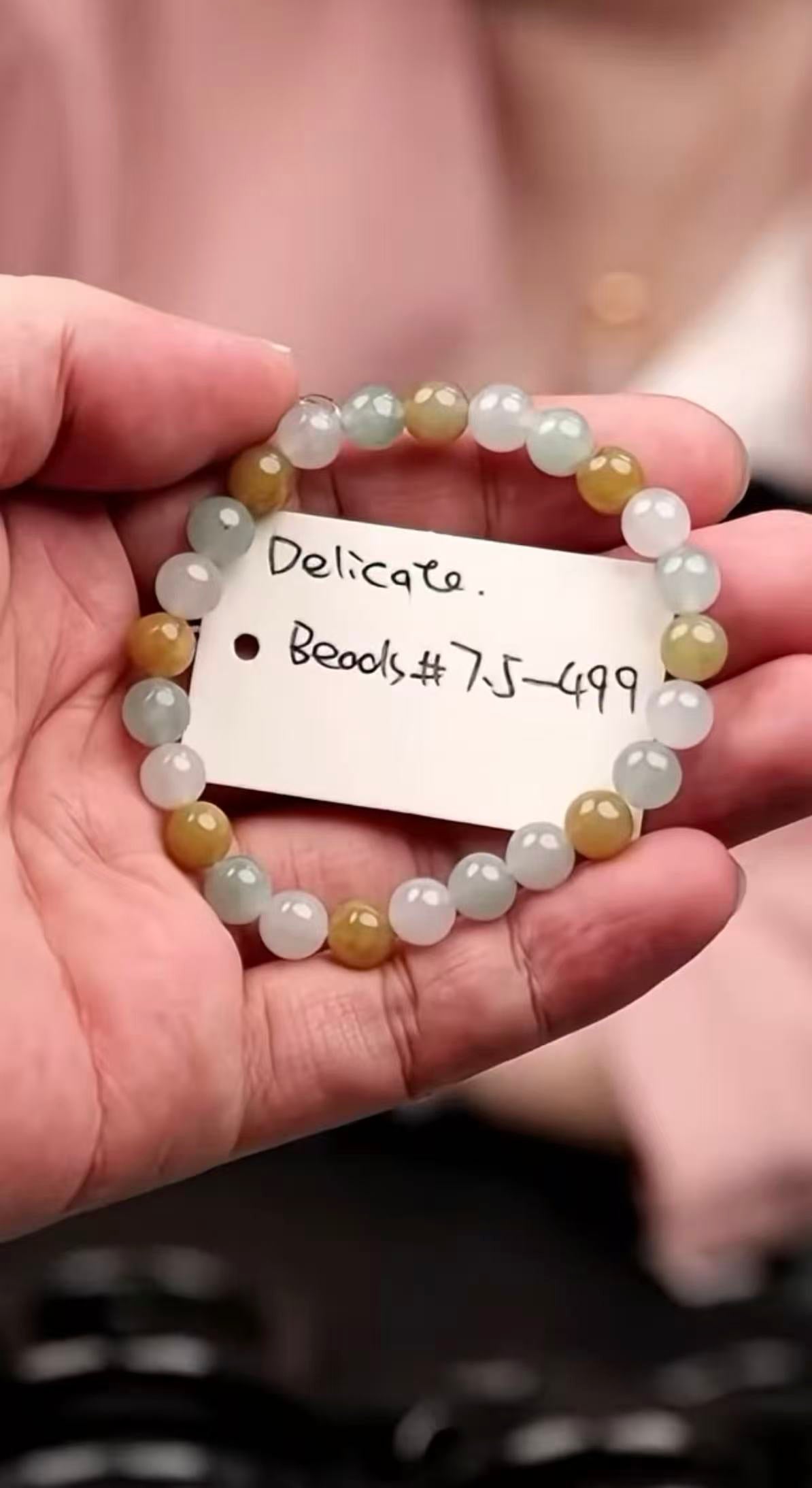 "Live" Natural Icy Multi-Color Brown &amp; Yellow Jadeite Jade Bead Bracelet (08/20/26)