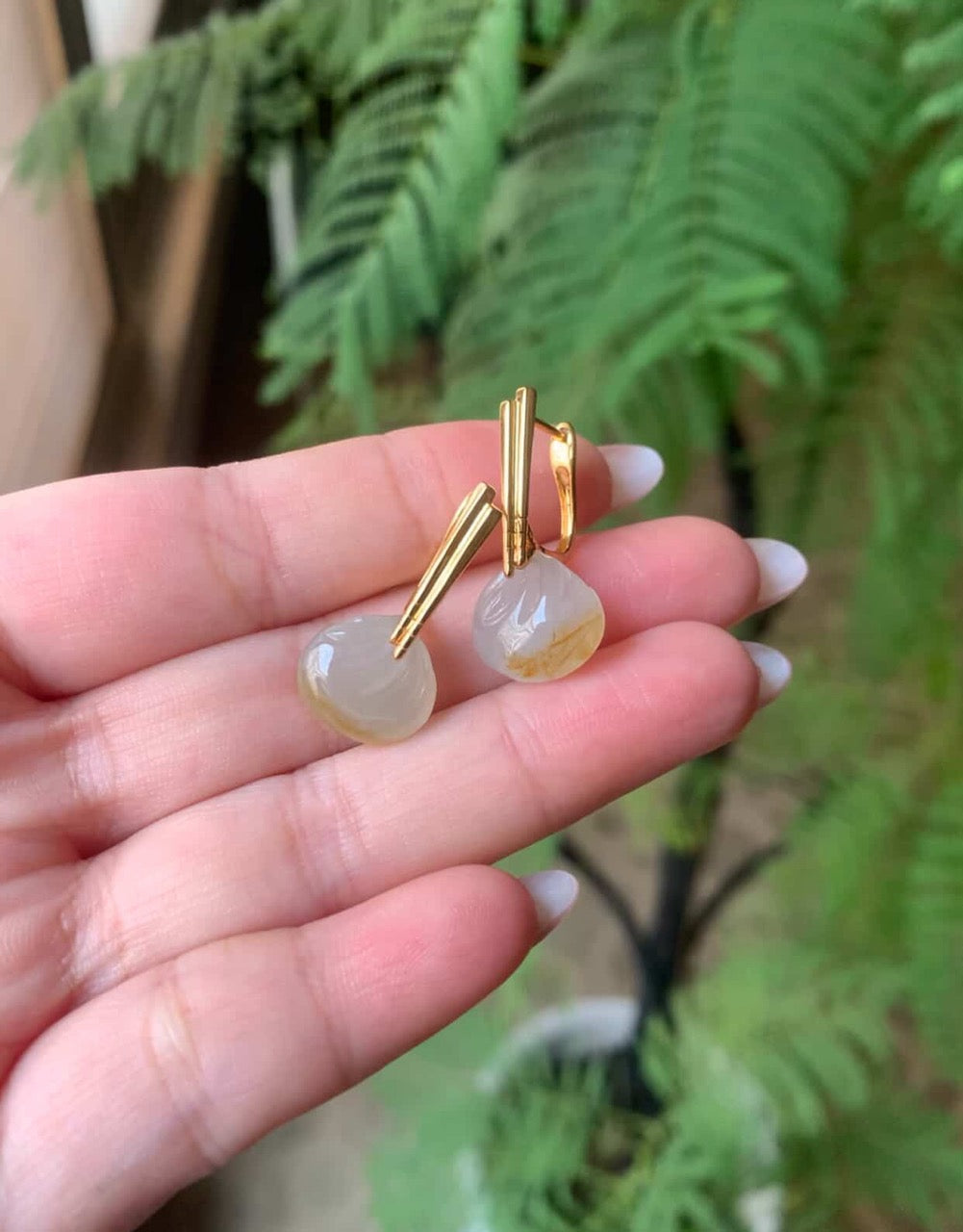 &quot;Live&quot; 18k Yellow Gold Custom Bao Earring Gold Setting
