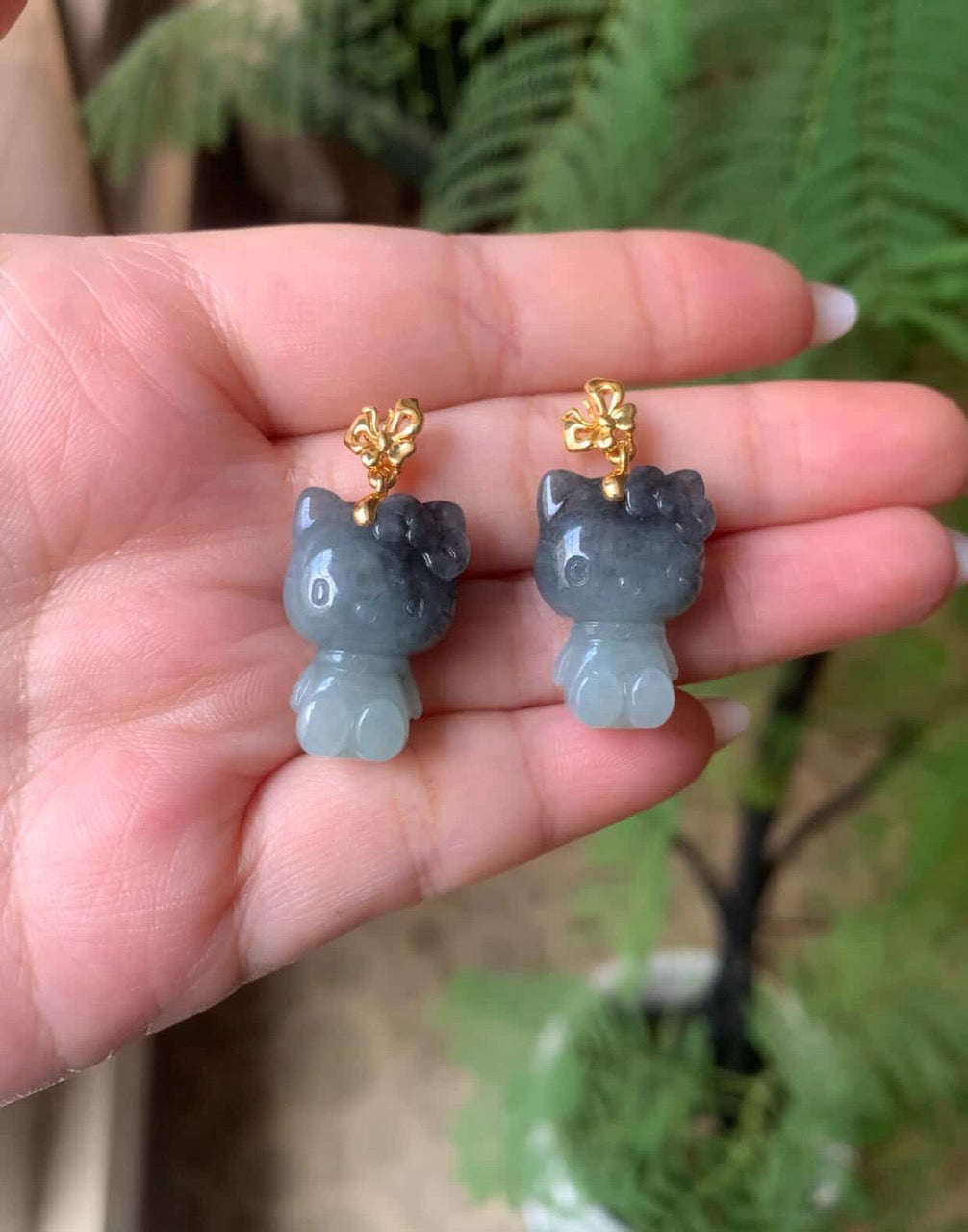 &quot;Live&quot; 18k Yellow Gold Custom Hello Kitty Pendant Butterfly BailX2