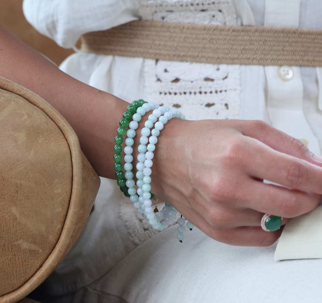 Baikalla Jewelry jade beads bracelet Natural Jadeite Jade 108 Round Lavender Beads Buddha Rosary ( 6 mm ) 2 in 1