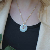 Baikalla Jewelry Gold Jadeite Pendant 18k Rose Gold Genuine Jadeite Jade 12 Zodiac Signs (Sagittarius) Necklace