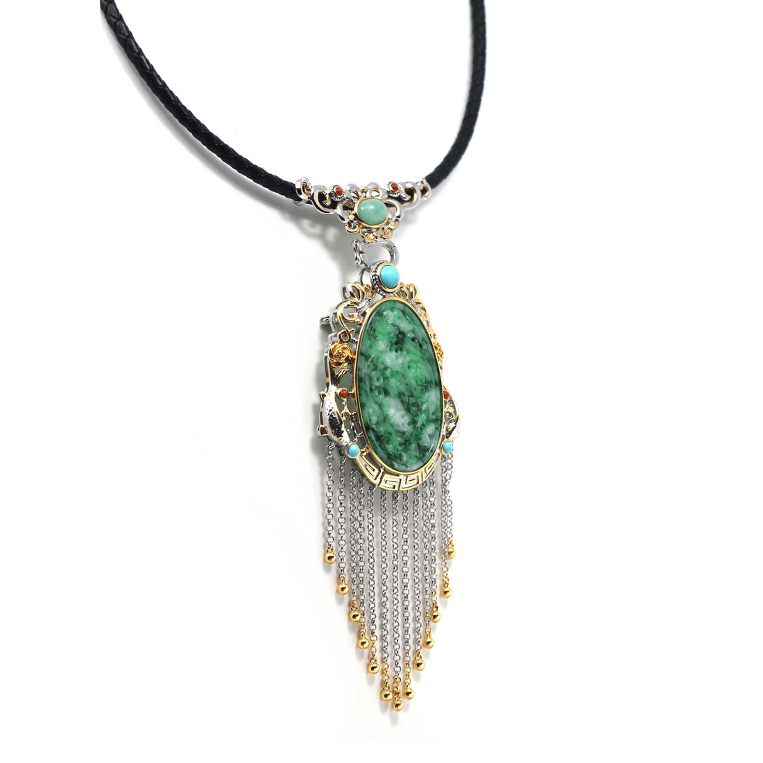 Baikalla Jewelry Jadeite Jade Buddha & Guanyin Genuine Burmese light Green Jadeite Jade Guanyin Pendant Necklace