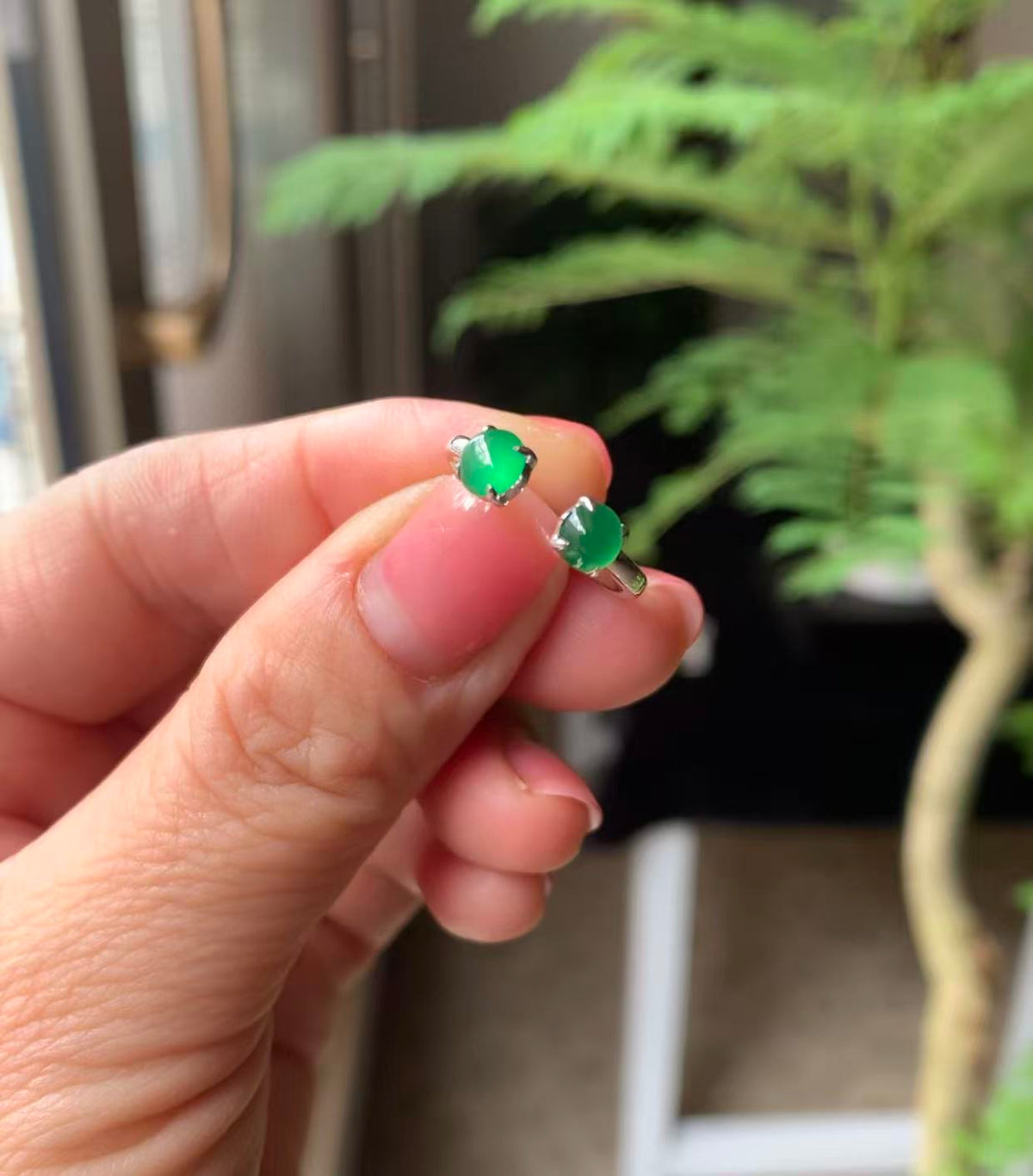 Custom 14kw Gold Natural Icy Green Jadeite Jade Ring