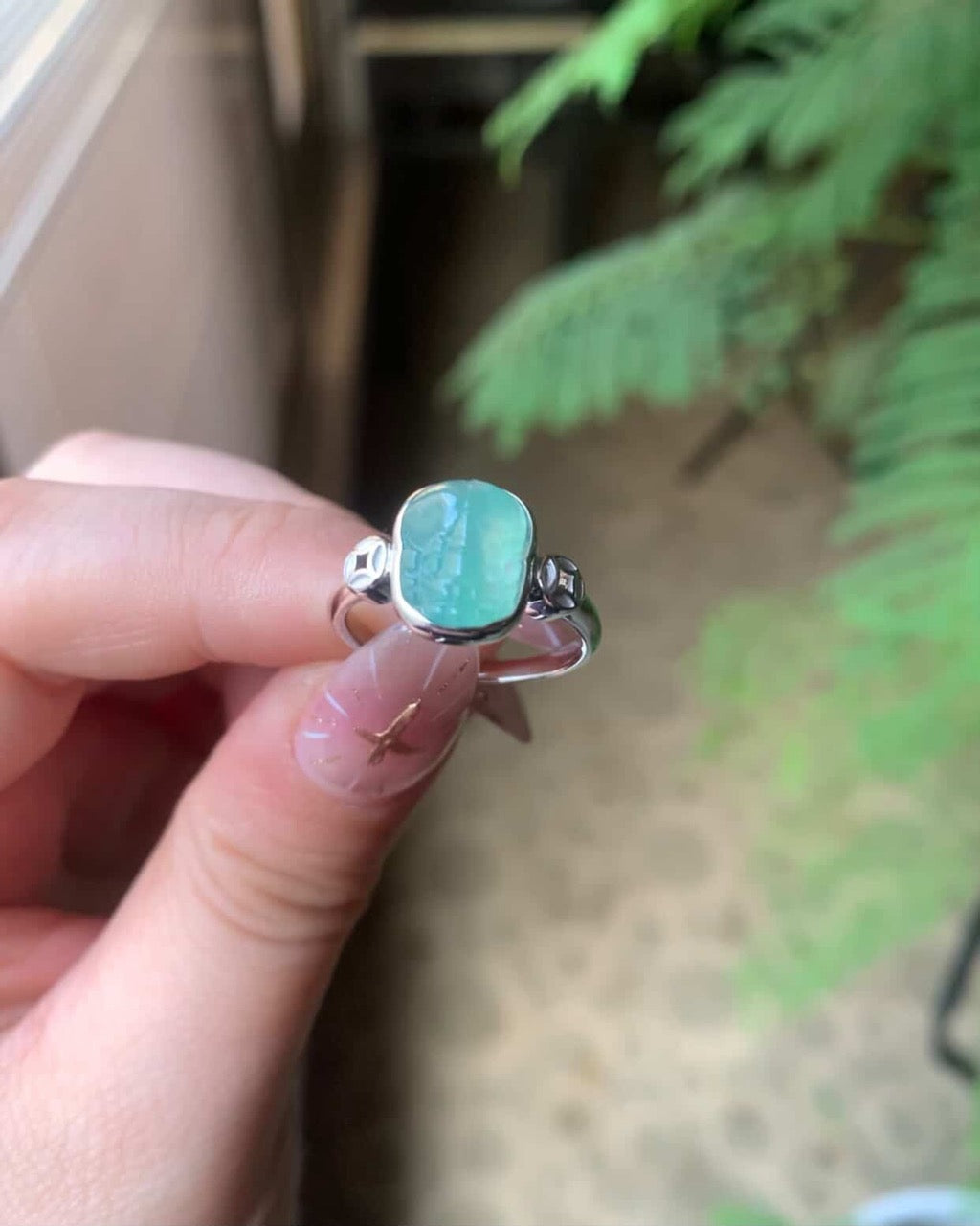 &quot;Live&quot; 18k White Gold Custom Pixiu Ring Gold Setting