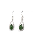 Baikalla Jewelry Silver Gemstone Earrings Sterling Silver Genuine Nephrite Green Jade Teardrop Dangle Earrings