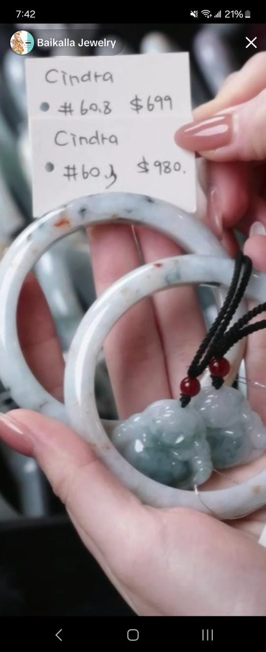 Baikalla IG Live "Natural Light Blue Green & Red Freckle Jadeite Jade Bangle" (Live Pick) (12/19/24)