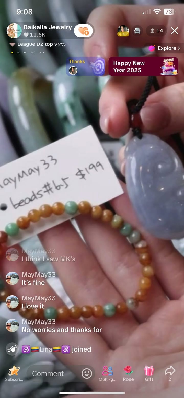 Baikalla IG Live "Yellow & Red Natural Jadeite Jade Bead Bracelet" (Live Pick) (01/02/25)