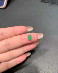 Custom 18kw Gold Natural Green Jadeite Jade Engagement Ring with Natural Diamond Accent