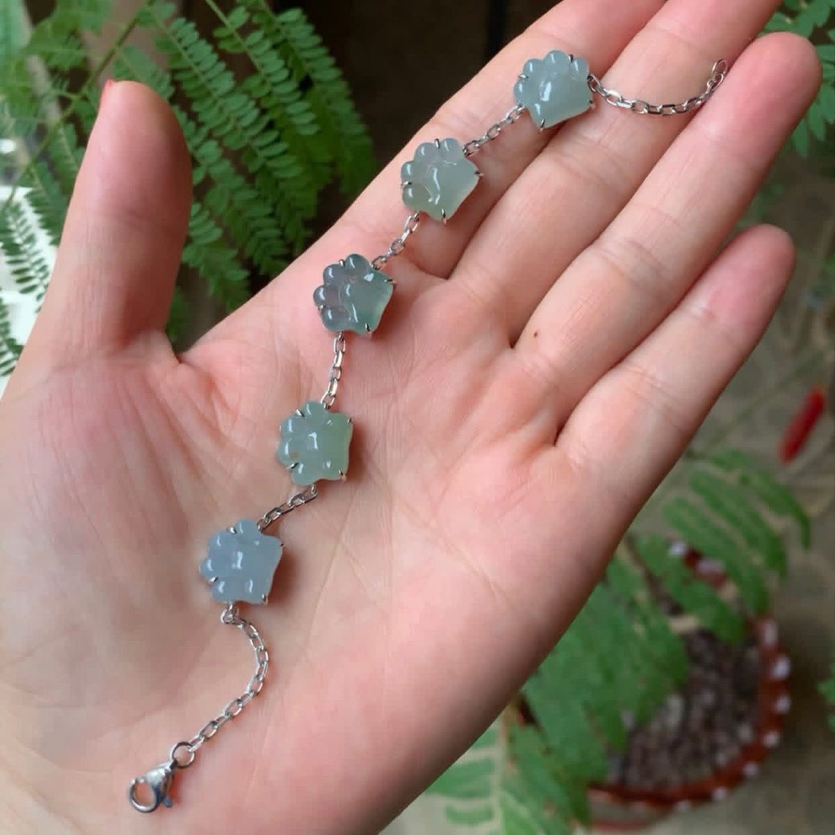 Custom Platinum Oil Green Jadeite Jade Bracelet (Setting Only)