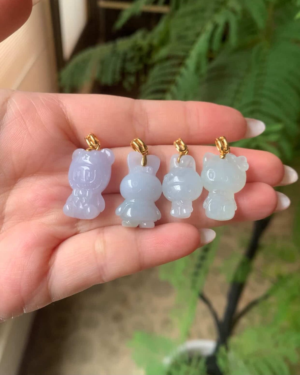 &quot;Live&quot; 18k Yellow Gold Custom Labubu &amp; Miffy &amp; Melody &amp; Hello Kitty Pendant Simple Bail