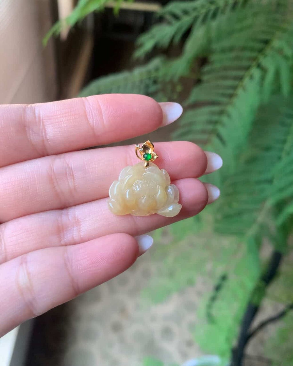 &quot;Live&quot; 18k Yellow Gold Custom Lotus Pendant Butterfly Bail