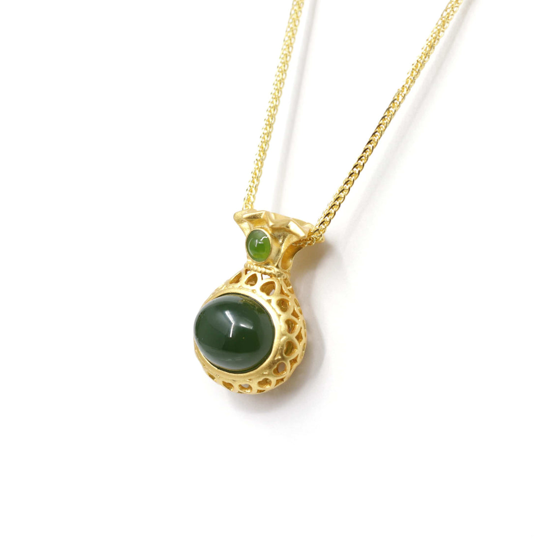 Baikalla Jewelry Jade Pendant Necklace Copy of Baikalla™ "Lucky Oval Jade" Sterling Silver Nephrite Green Jade Classic Pendant Necklace
