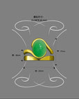 Custom 18ky Gold Natural Green Jadeite Jade Engagement Ring & Custom Fit Contour Band