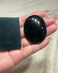 Custom Order* Platinum Bezel Setting Black Guatemalan Jadeite Jade "Fu Dog" Double Sided Carving (11/03/25)