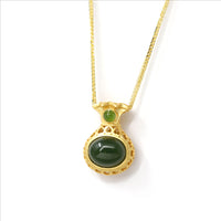 Baikalla Jewelry Jade Pendant Necklace Copy of Baikalla™ "Lucky Oval Jade" Sterling Silver Nephrite Green Jade Classic Pendant Necklace